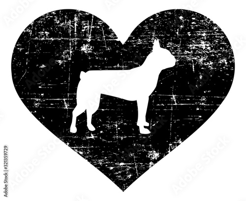 Boston Terrier in heart black and white