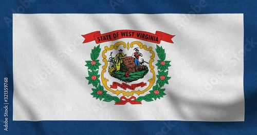 USA Flag of West Virginia gently waving in the wind seamless loop animation