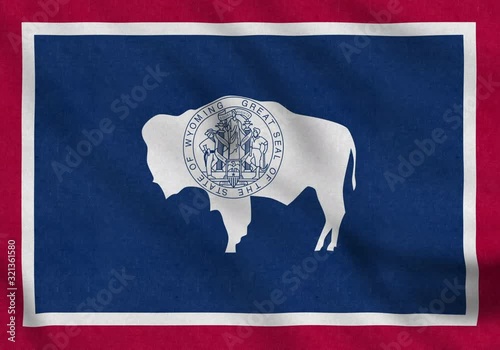 USA Flag of Wyoming gently waving in the wind seamless loop animation