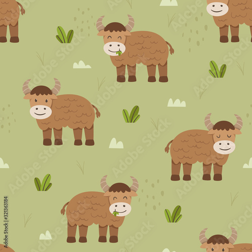 Adorable Cattle or cow seamless pattern