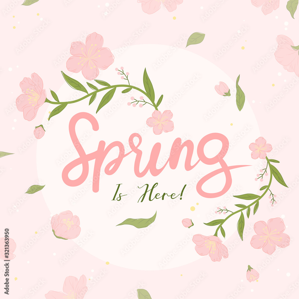 Spring sale in hand drawn.Vector
