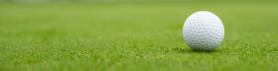 golf ball on green, banner