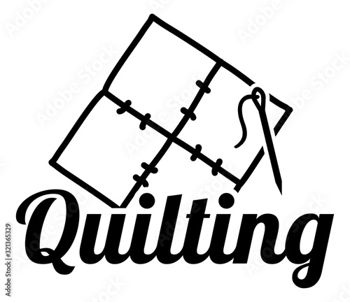 Quilting textile and needle icon