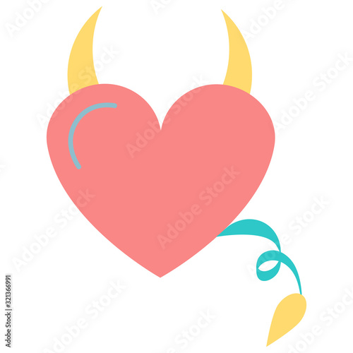 Sticker heart, demon  for the holiday Valentine's Day.