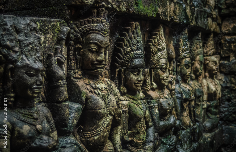Apsara and Giant Stone Carvings of Angkor Thom, Cambodia