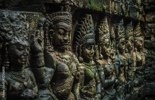 Apsara and Giant Stone Carvings of Angkor Thom, Cambodia © Chay