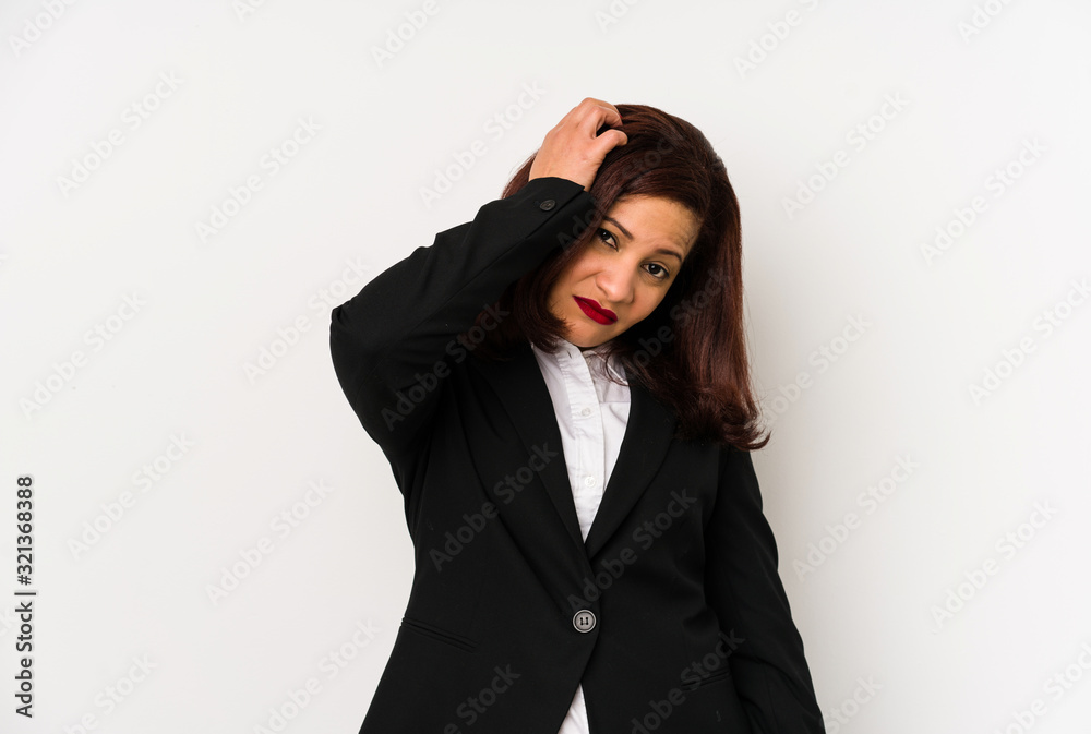 Middle age latin business woman isolated being shocked, she has remembered important meeting. Middle age latin business woman isolated being shocked, she has remembered important meeting.