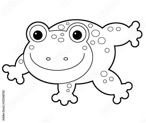 Cartoon animal frog toad on white background - coloring page - illustration for the children