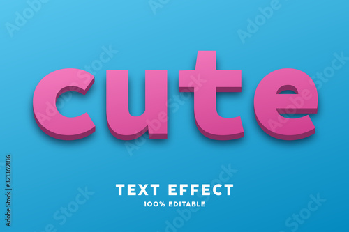 3d cute blue pink text style effect