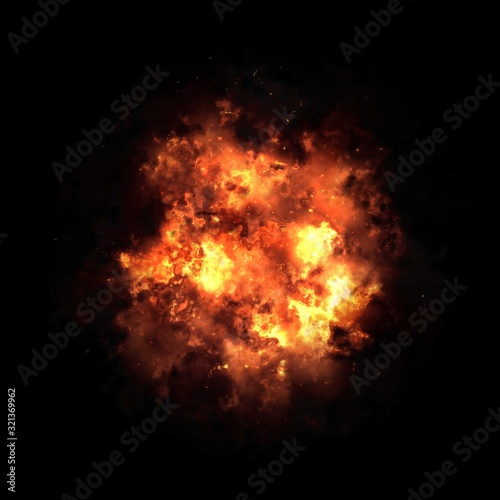 Close up of a fire burning in the dark
