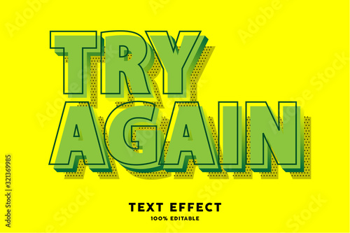 Green pop art text effect, editable text