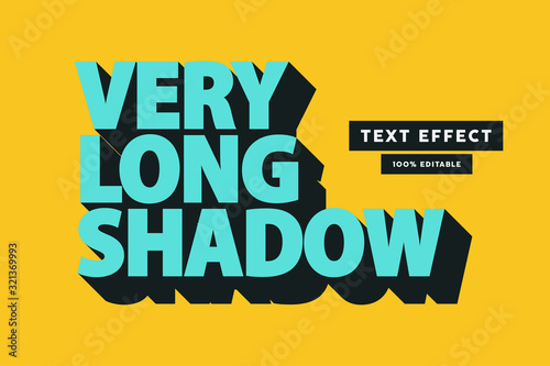Retro long shadow text effect, editable text photo