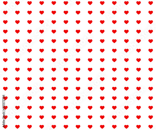 Red heart pattern white background. Heart shape vector background.