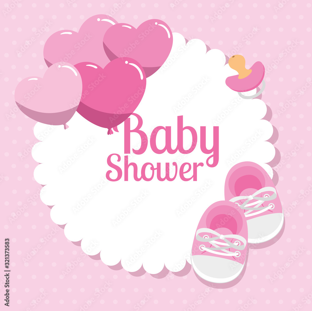 baby shower card with shoes and decoration
