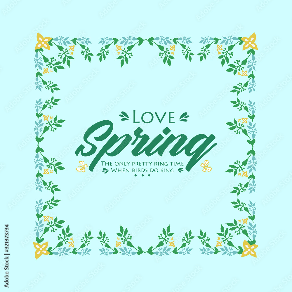 Elegant Style of Love spring greeting card design, with seamless wreath frame. Vector