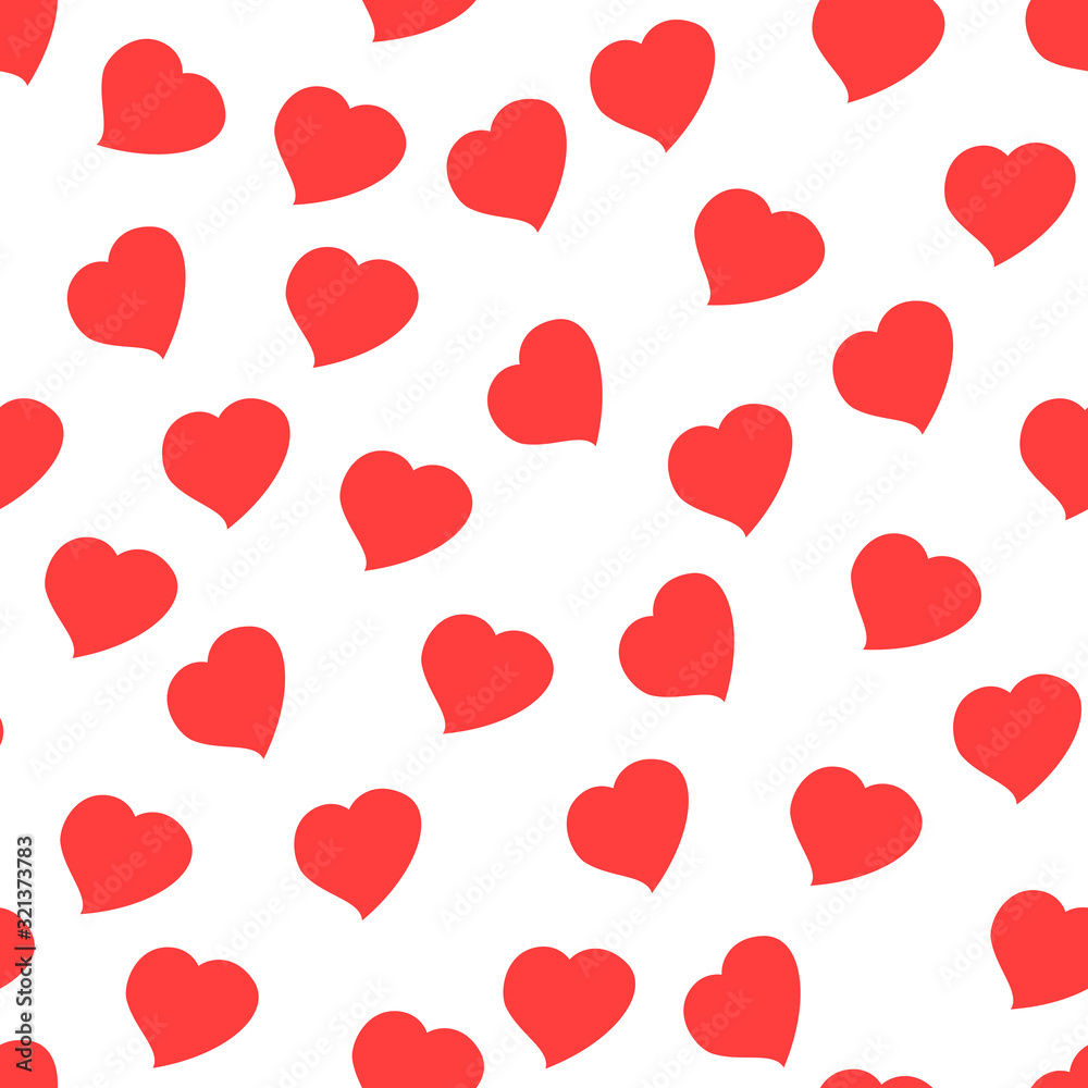 Seamless background of red hearts, an element for creating a design for Valentine's day. Vector illustration in cartoon style.