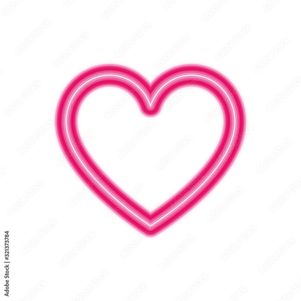 heart in neon light on white background