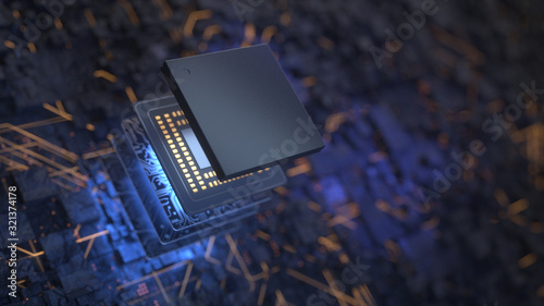 Central Computer Processors CPU concept. 3d rendering,conceptual image. photo