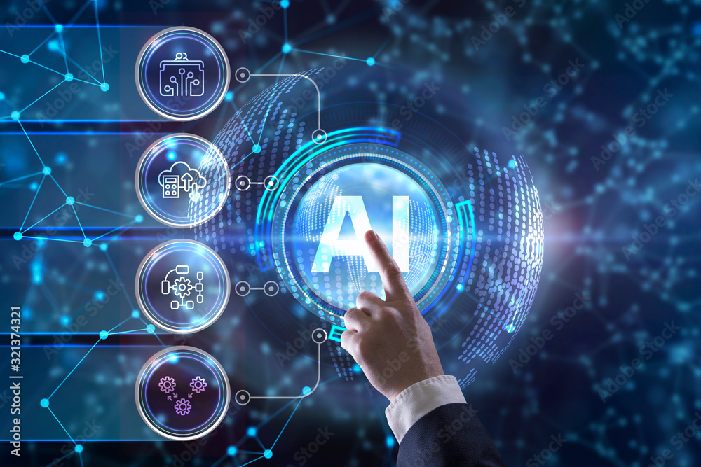 Fototapeta premium AI Learning and Artificial Intelligence Concept. Business, modern technology, internet and networking concept.