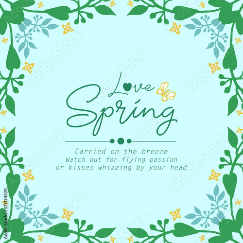 Decoration frame with seamless leaves and flower, for love spring invitation card design. Vector