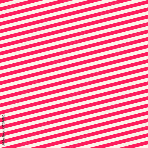 Diagonal stripes seamless pattern. Red and white vector slanted lines texture. Simple modern abstract geometric striped background. Thin parallel inclined strips. Repeat design for decor, textile