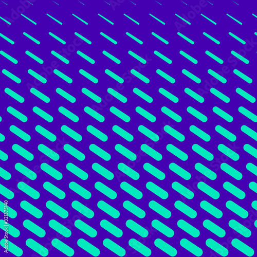 Vector geometric halftone seamless pattern with diagonal dash lines, fading stripes. Vertical gradient transition effect. Extreme sport style background. Abstract texture in purple and turquoise color