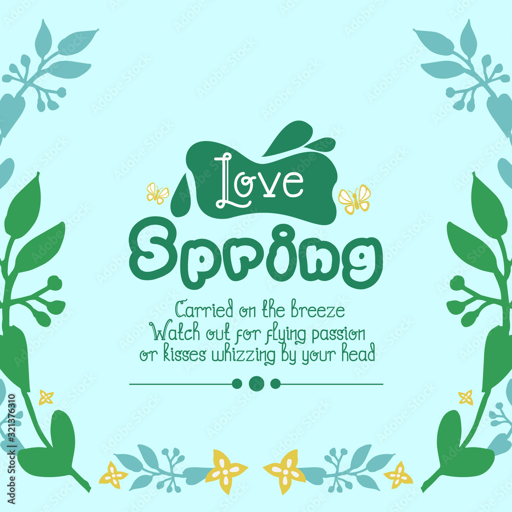 Naklejka premium Modern shape Pattern of leaf and floral frame, for love spring greeting card template design. Vector