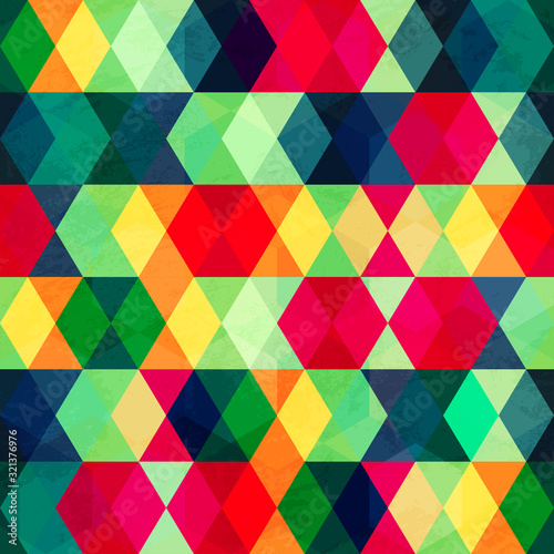 colorful triangle seamless pattern with grunge effect