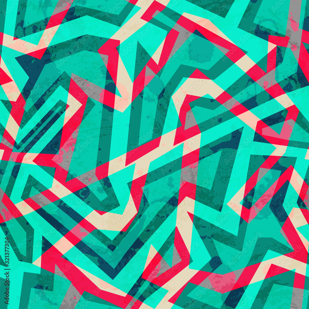Fototapeta premium green mosaic seamless pattern with grunge effect