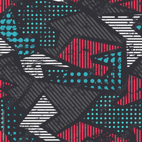 grunge geometric seamless pattern
