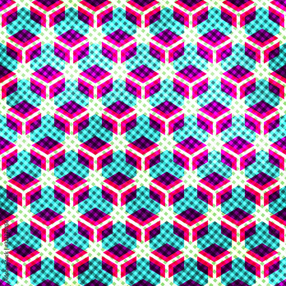 neon grid seamless pattern with grunge effect