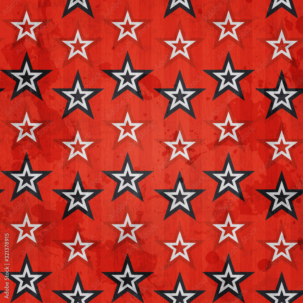Obraz premium revolution stars seamless pattern with grunge effect