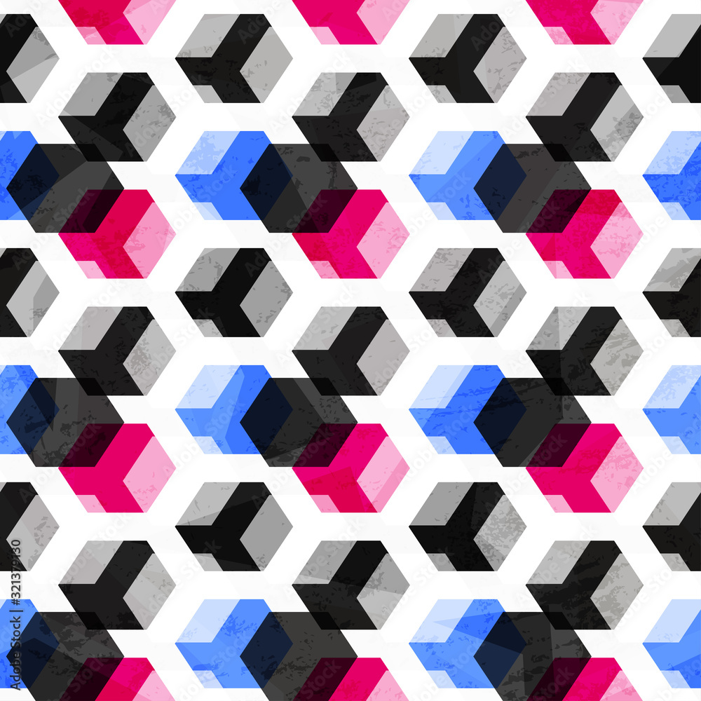 technology cubes seamless pattern with grunge effect technology cubes seamless pattern with grunge effect