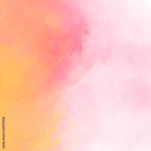 Pink-yellow watercolor background. Delicate peach color. Watercolor background for romantic, wedding card, invitation.