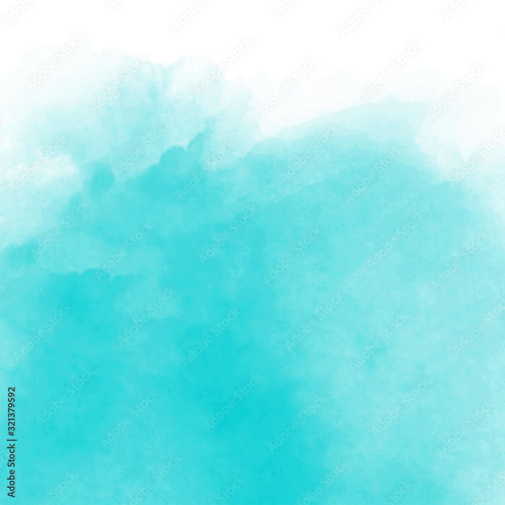 Turquoise watercolour Transparent underwater blue ocean background. Vintage wallpaper. Blue abstract Hand drawing style. Vacation, summer.