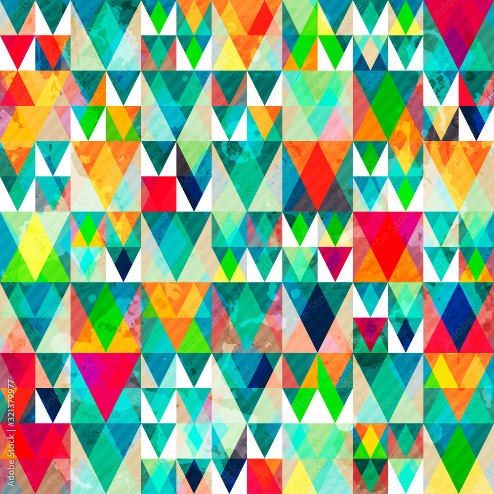 watercolor triangle seamless pattern with grunge effect watercolor triangle seamless pattern with grunge effect