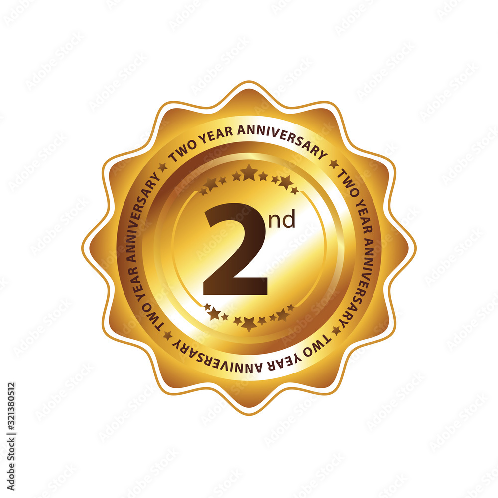 2nd golden anniversary logo. Retro Golden badge 2nd golden anniversary logo. Retro Golden badge