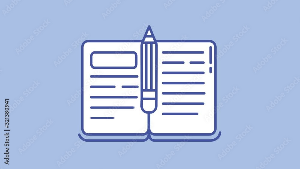 Book and pencil line icon on the Alpha Channel