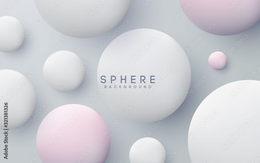 Abstract 3D sphere shape white background 