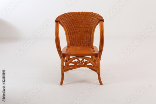 In some Asian countries and China  craftsmen use cane or wicker furniture on a white background. It can make people relaxed and happy. Usually this material can be used for backrest  rocking chair  ta