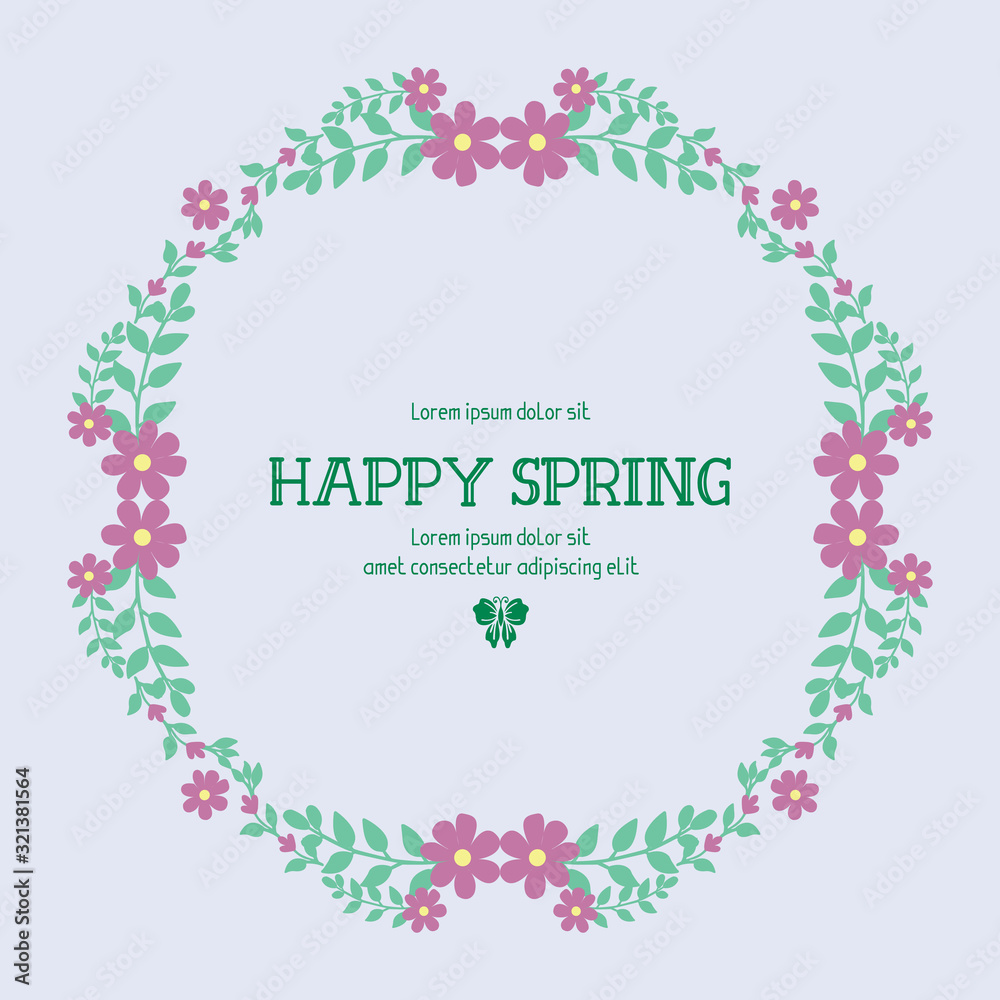 Simple Shape of happy spring invitation card, with elegant leaf and flower frame. Vector