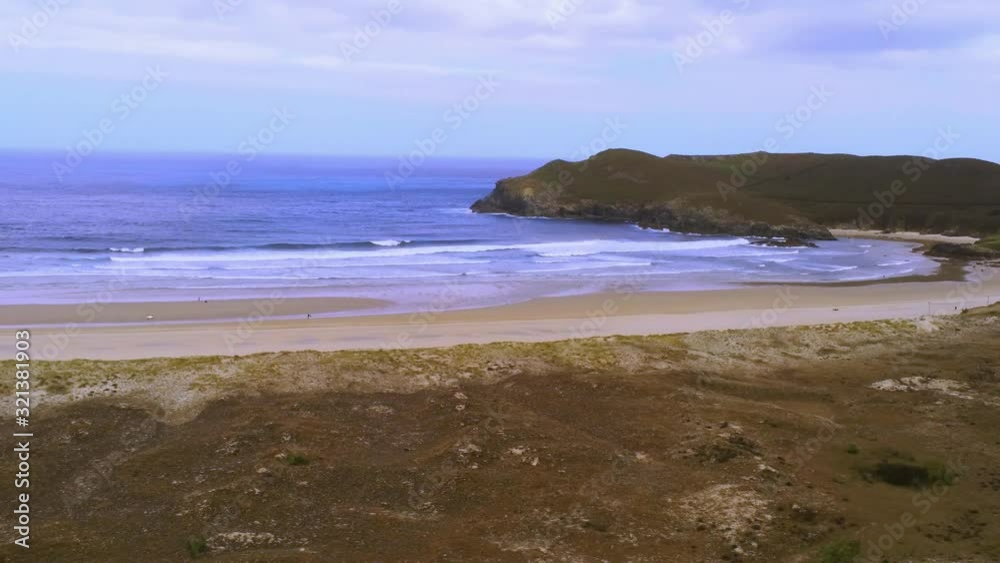 The beautiful Beach of Pantin in Galicia, Spain. Drone Video The beautiful Beach of Pantin in Galicia, Spain. Drone Video