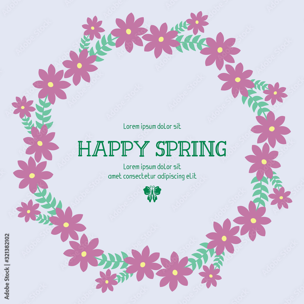 Unique Pattern of leaf and wreath frame, for happy spring greeting card design. Vector