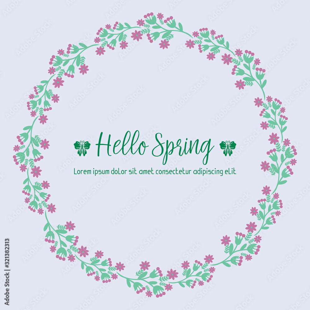 Unique Pattern of leaf and wreath frame, for happy spring greeting card design. Vector