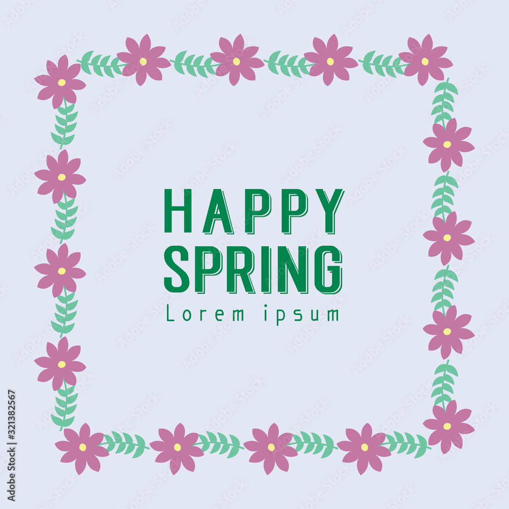 Beautiful Pattern of leaf and floral frame, with grey background, for happy spring poster design. Vector