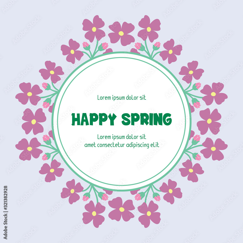 Beautiful crowd pink flower frame and unique leaf pattern, for happy spring greeting card design. Vector Beautiful crowd pink flower frame and unique leaf pattern, for happy spring greeting card design. Vector
