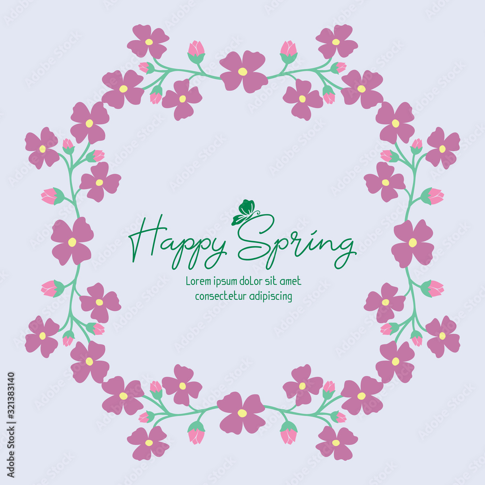The beauty of pink wreath frame, for happy spring invitation card template design. Vector