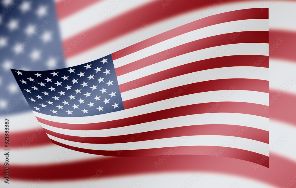 Fototapeta premium Illustration image of American (USA) flag - 3D rendering