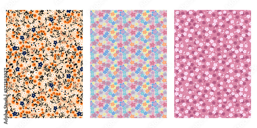 Japanese Cute Small Flower Abstract Vector Background Collection