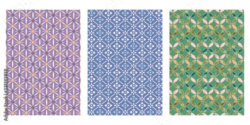 Japanese Floral Motif Abstract Vector Background Collection